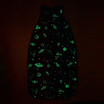 4 Season® Big Kid Sleep Bag, Merino Wool & Organic Cotton, 4 - 6 Years, Space - GLOW IN THE DARK